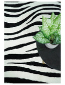Black and White Zebra Wool Area Rug - Hand Tufted Modern Plush by The Rug Decor