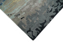 Blue and Brown Abstract Hand-Tufted Wool and Silk Area Rug 5x8