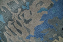 Blue and Brown Abstract Hand-Tufted Wool and Silk Area Rug 5x8