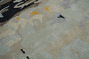 Blue and Silver Modern Abstract Hand Tufted Wool Area Rug 5x8