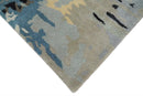 Blue and Silver Modern Abstract Hand Tufted Wool Area Rug 5x8