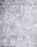 Modern Floral Silver And Ivory Hand Loom Viscose 5x8 Area Rug
