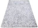 Silver and Ivory Viscose Hand Loomed Area Rug 5x8 - Modern Floral