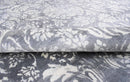 Silver and Ivory Viscose Hand Loomed Area Rug 5x8 - Modern Floral