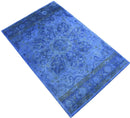 Deep Blue Overdyed Hand Tufted Wool Area Rug Traditional Design by The Rug Decor