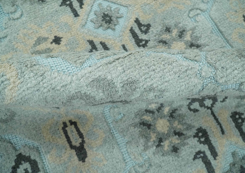 5x8 Blue, Silver and Charcoal Traditional Mamluk Design Hand Knotted wool Area Rug