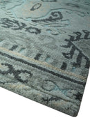5x8 Blue, Silver and Charcoal Traditional Mamluk Design Hand Knotted wool Area Rug
