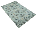 5x8 Blue, Silver and Charcoal Traditional Mamluk Design Hand Knotted wool Area Rug