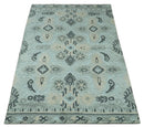 5x8 Blue, Silver and Charcoal Traditional Mamluk Design Hand Knotted wool Area Rug