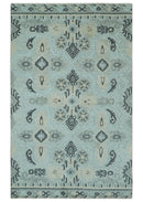 5x8 Blue, Silver and Charcoal Traditional Mamluk Design Hand Knotted wool Area Rug