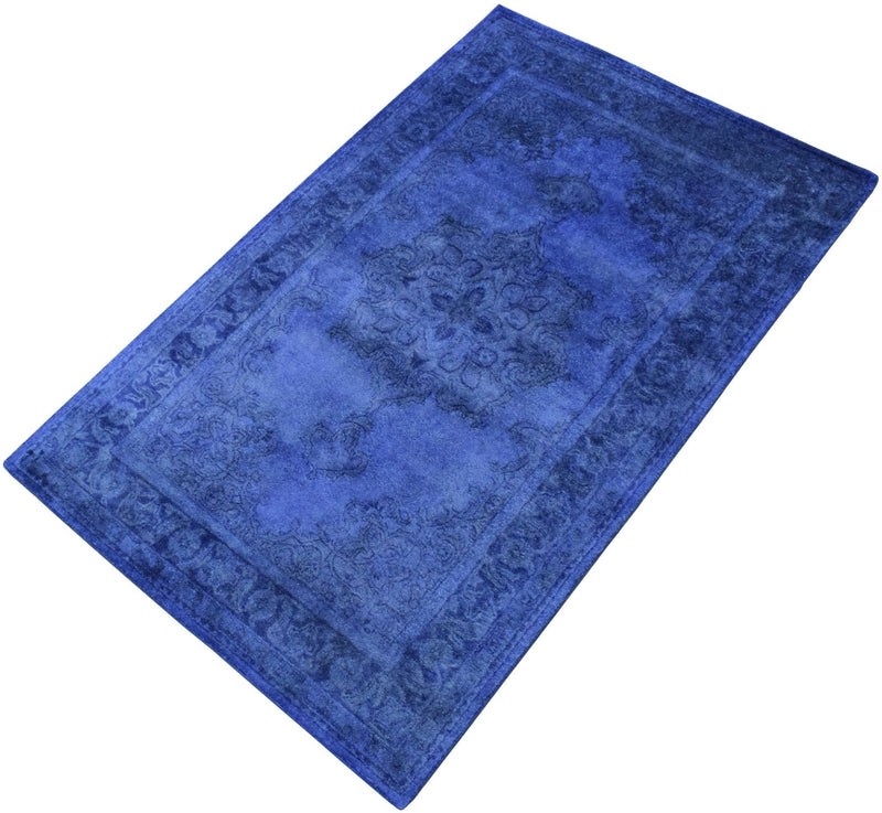 5x8 and 8x11 Blue Handmade Overdyed Wool Area Rug