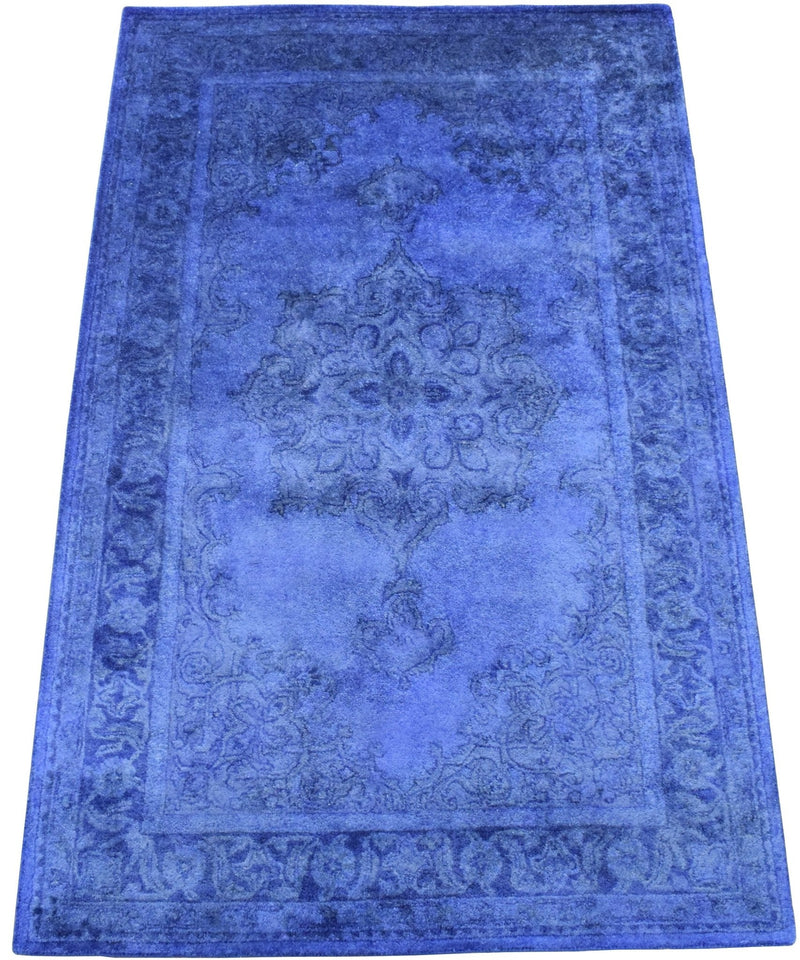 5x8 and 8x11 Blue Handmade Overdyed Wool Area Rug