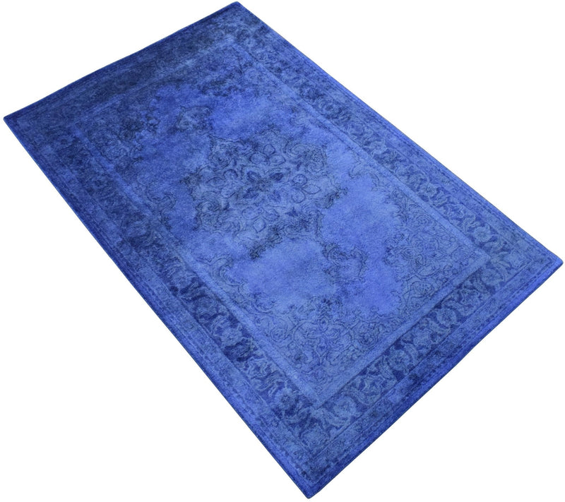 5x8 and 8x11 Blue Handmade Overdyed Wool Area Rug