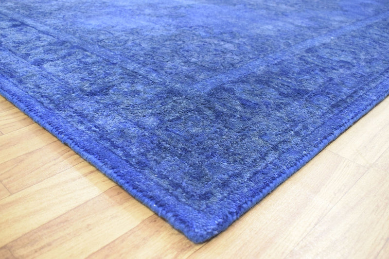 5x8 and 8x11 Blue Handmade Overdyed Wool Area Rug