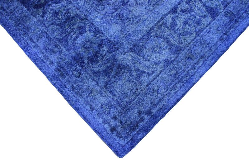 5x8 and 8x11 Blue Handmade Overdyed Wool Area Rug