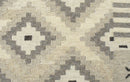 Beige Dhurrie Wool Area Rug - Modern Tribal Pattern Handwoven