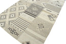 5x8 Dhurrie Rug, Beige Brown Tribal Pattern Wool Rug