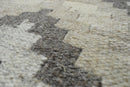 Beige Dhurrie Wool Area Rug - Modern Tribal Pattern Handwoven