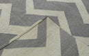 Modern Chevron Gray and Beige Dhurrie Wool Polyester 5x8 Rug