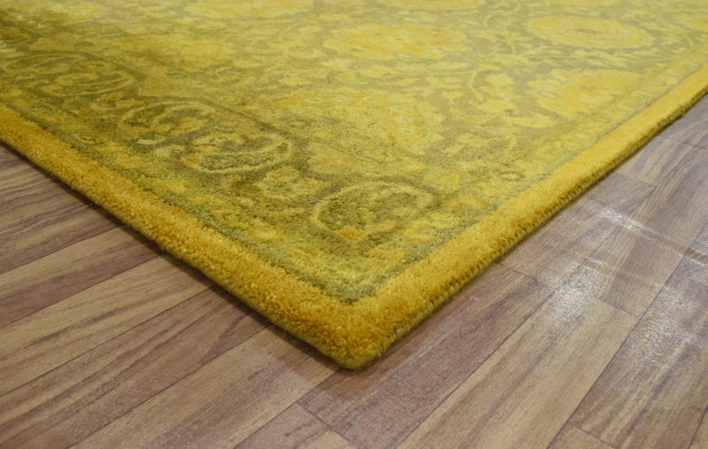 5x8 Gold Handmade Overdyed Wool Area Rug | TUF7