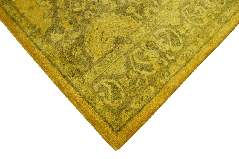 5x8 Gold Handmade Overdyed Wool Area Rug | TUF7