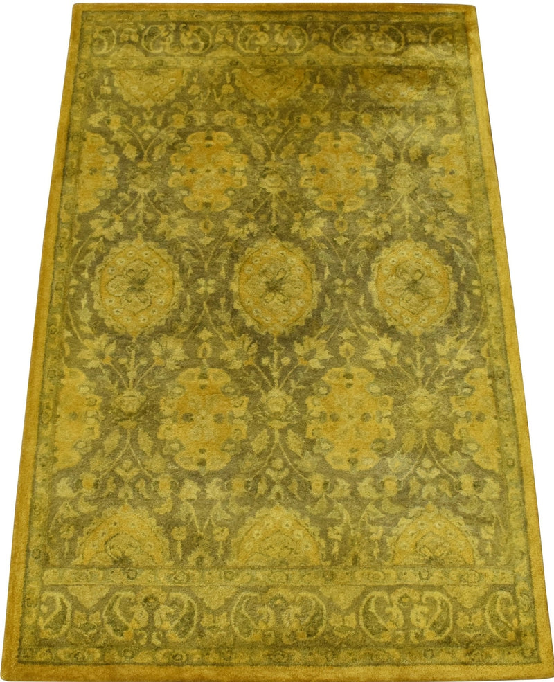 5x8 Gold Handmade Overdyed Wool Area Rug | TUF7