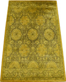 Gold Hand Tufted Wool Area Rug - Traditional Floral Overdyed by The Rug Decor