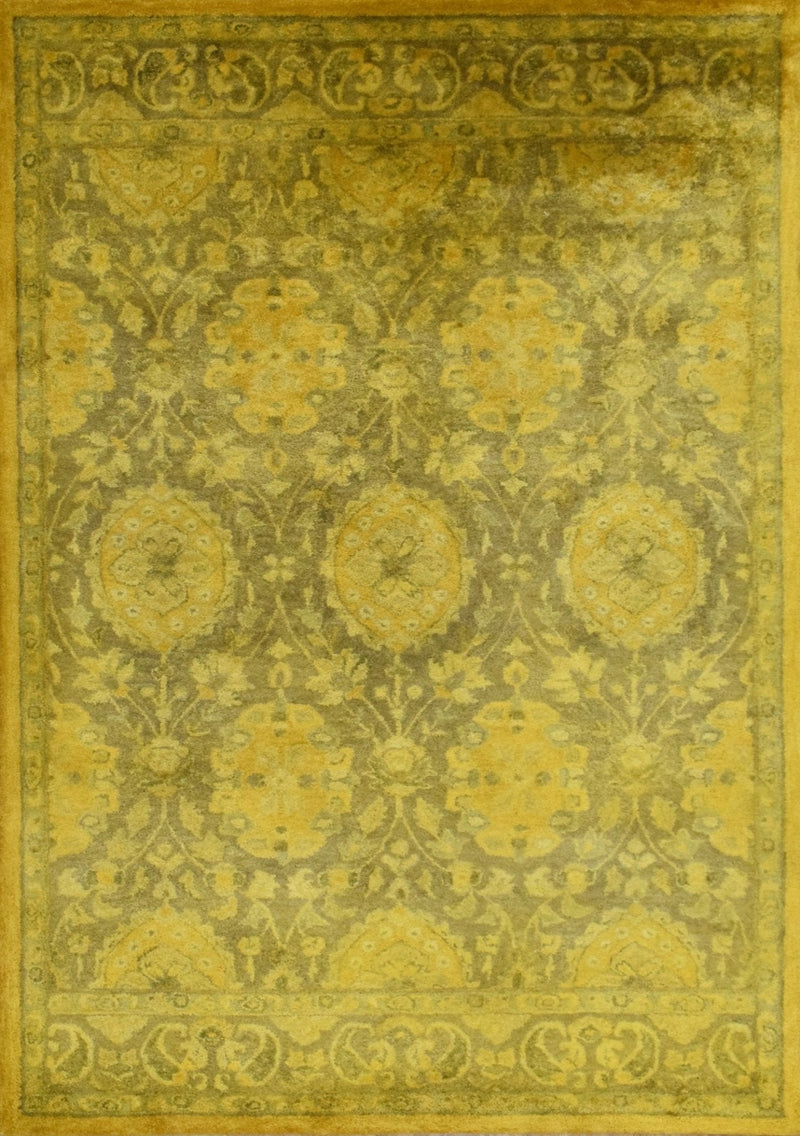 5x8 Gold Handmade Overdyed Wool Area Rug | TUF7