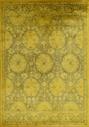 Gold Hand Tufted Wool Area Rug - Traditional Floral Overdyed