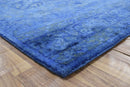 Blue Overdyed Hand Tufted Wool Area Rug 5x8 - Traditional Style with Heritage Craftsmanship