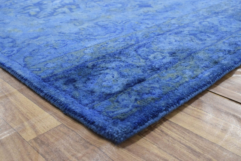 5x8 Blue Handmade Overdyed Wool Area Rug , Accent Rug, Kitchen, Living Room Rug | TUF8