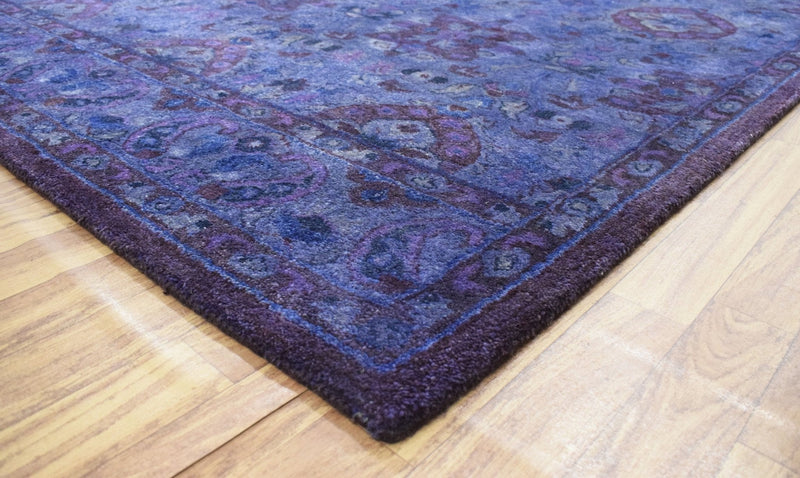 Custom Made Purple Handmade Overdyed Premium Wool Area Rug