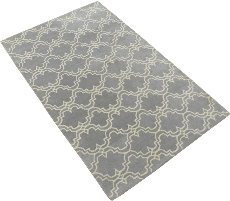 5x8 Gray and Beige Wool Area Rug | Handmade Area rug made with fine wool