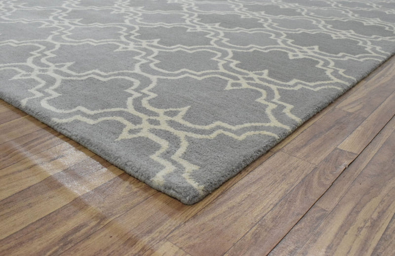 5x8 Gray and Beige Wool Area Rug | Handmade Area rug made with fine wool