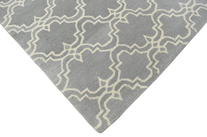 5x8 Gray and Beige Wool Area Rug | Handmade Area rug made with fine wool