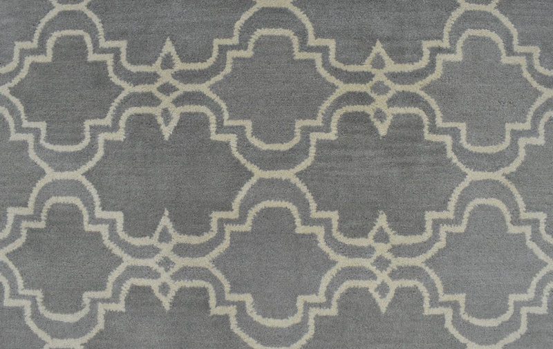 5x8 Gray and Beige Wool Area Rug | Handmade Area rug made with fine wool