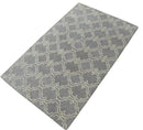 Modern Gray and Beige Geometric Wool Area Rug 5x8 - Hand Tufted