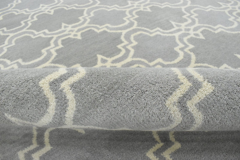 5x8 Gray and Beige Wool Area Rug | Handmade Area rug made with fine wool