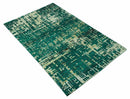 5x8 Green and Olive Hand Knotted Modern Abstract Contemporary Recycled Silk Rug