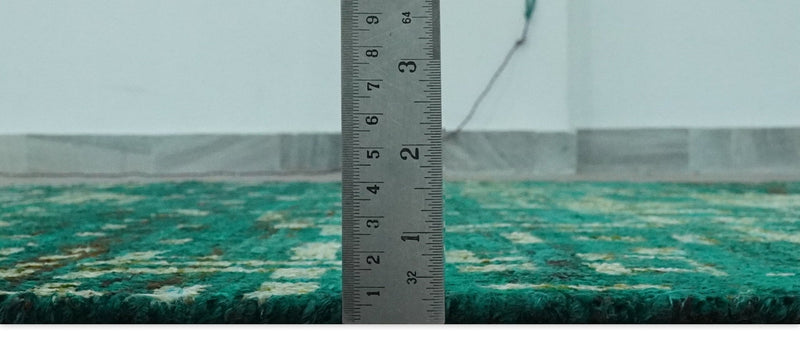 5x8 Green and Olive Hand Knotted Modern Abstract Contemporary Recycled Silk Rug