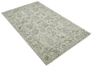 Beige and Silver Wool Hand Hooked Persian Style Area Rug 5x8