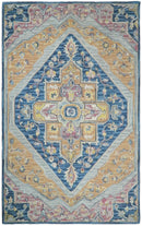 Blue and Pink Wool Textured Hand Tufted Area Rug for Kids and Nursery by The Rug Decor