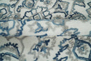 Blue and Silver Wool Area Rug 5x8 - Hand-Hooked Textured Loop Pile