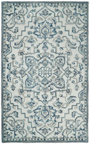 5x8 Hand Hooked Blue and Silver Wool Textured Loop Area Rug | GAR1