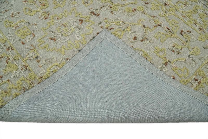 5x8 Hand Hooked Yellow and Ivory Wool Textured Loop Area Rug | GAR6