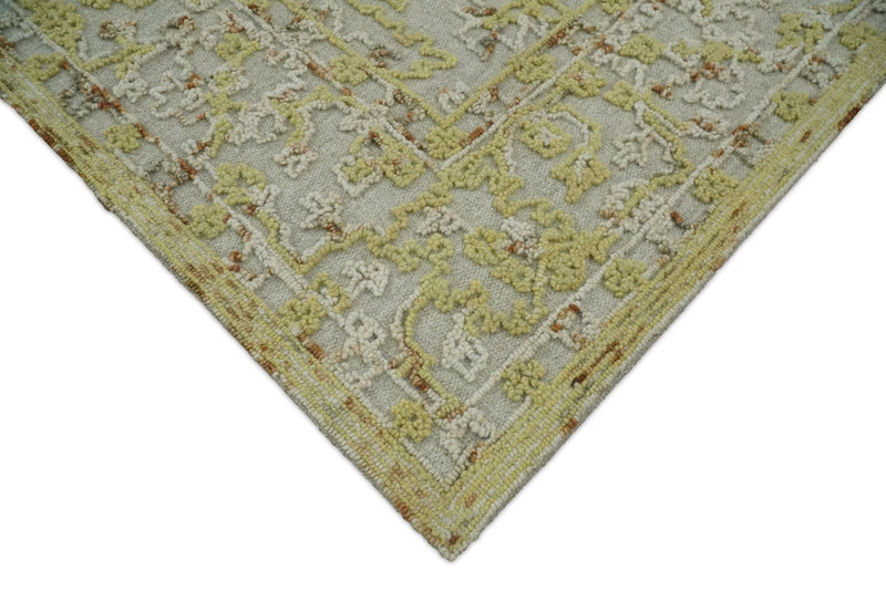 5x8 Hand Hooked Yellow and Ivory Wool Textured Loop Area Rug | GAR6