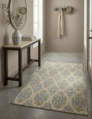 Hand Knotted Bamboo Silk Area Rug 5x8 - Beige Blue Camel Modern