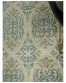 Hand Knotted Bamboo Silk Area Rug 5x8 - Beige Blue Camel Modern