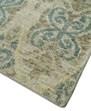 Hand Knotted Bamboo Silk Area Rug 5x8 - Beige Blue Camel Modern