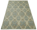 5x8 Hand Knotted Beige, Blue and Camel Modern Persian Style Contemporary Bamboo Silk Area Rug | OP71